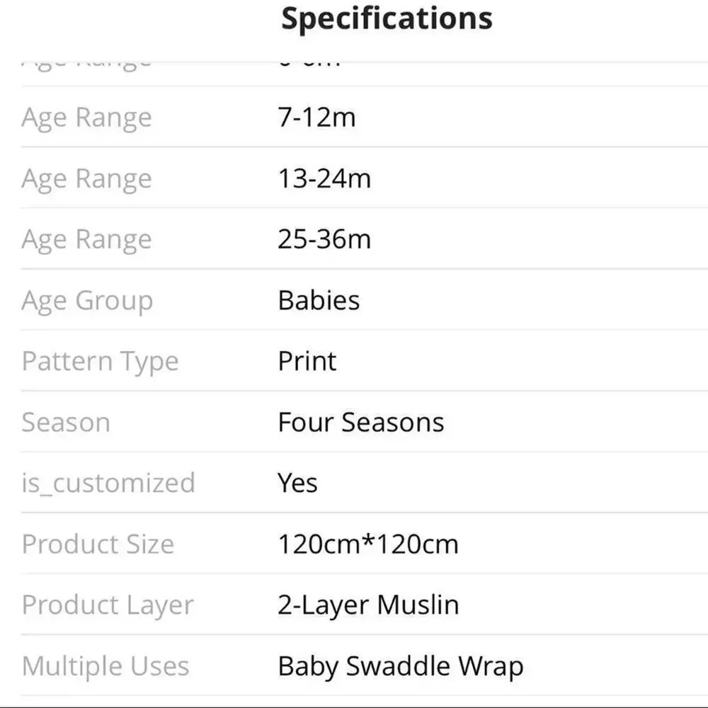 New 100% cotton double ply baby swaddle boy girl 0-36 months
